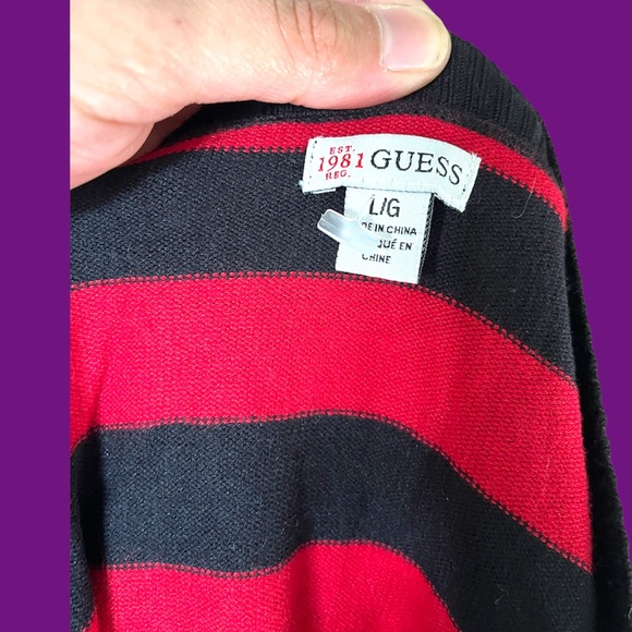 Guess Red black knit top - Picture 4 of 5
